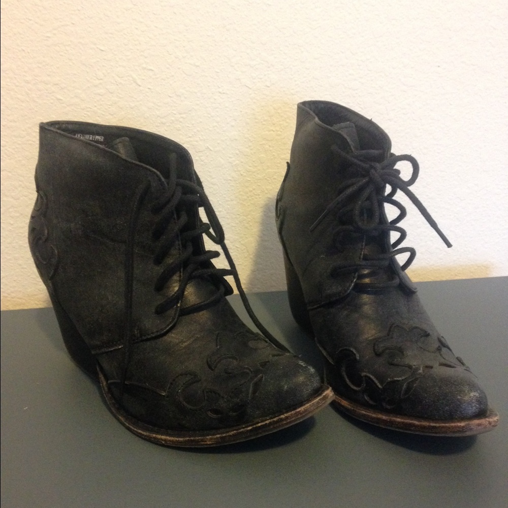 Black Lace-Up Ankle Boots